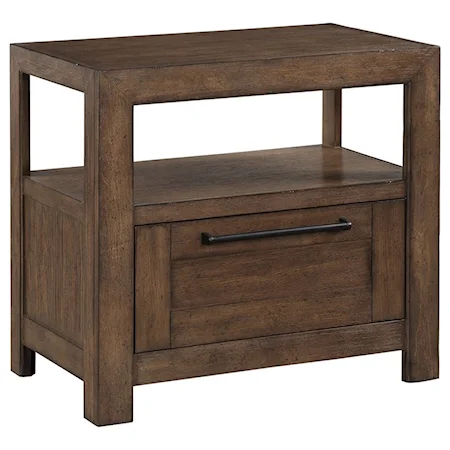 Modern Rustic 1-Drawer Open Nightstand